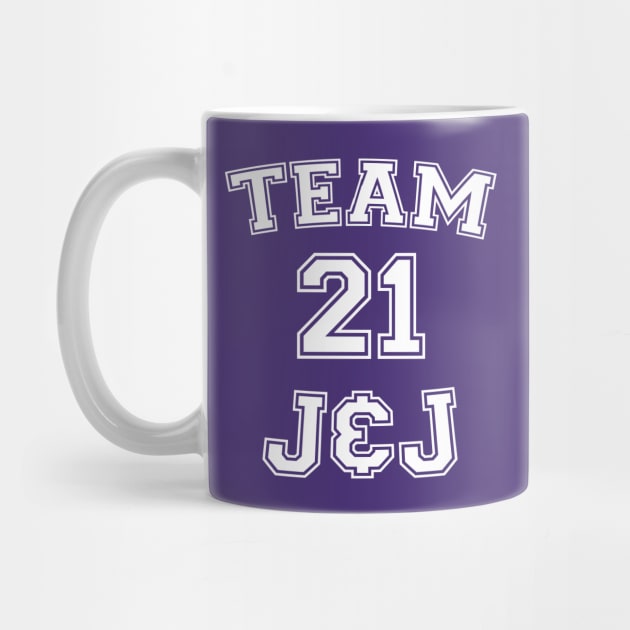 Vaccine pride: Team J&J (white college jersey typeface) by Ofeefee